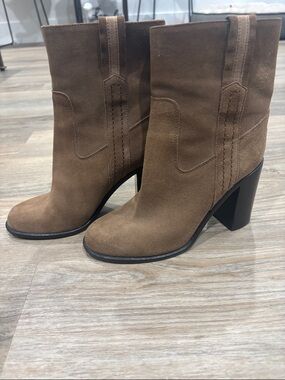 Kate Spade Brown Suede Mid-Calf Block Heel Boots - Women's Size 6.5